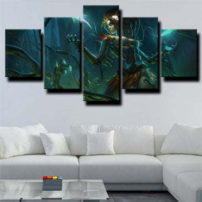 5 panel canvas art framed prints League of Legends Zyra wall decor-1200 (1)