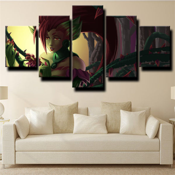 5 panel canvas art framed prints League of Legends Zyra wall picture-1200 (1)