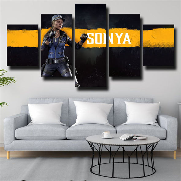 5 panel canvas art framed prints MKX characters Sonya Blade home decor-1547 (2)