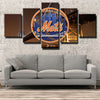 5 panel canvas art framed prints MLB Mets team logo wall decor-1201 (3)