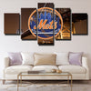 5 panel canvas art framed prints MLB Mets team logo wall decor-1201 (4)