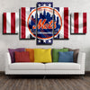 5 panel canvas art framed prints MLB Mets team logo wall picture-1201 (3)