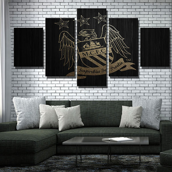 5 panel canvas art framed prints Man City live room decor-1211 (3)