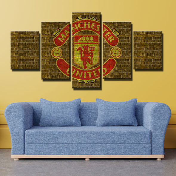 5 panel canvas art framed prints Manchester Utd Golden wall home decor-1203 (1)