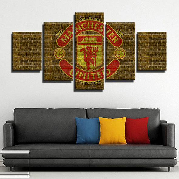 5 panel canvas art framed prints Manchester Utd Golden wall home decor-1203 (4)