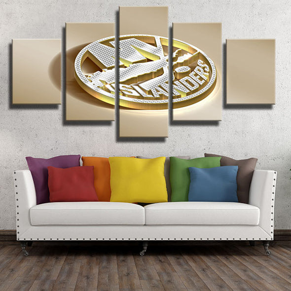 5 panel canvas art framed prints NY Islanders gold 3D wall picture-1201 (3)