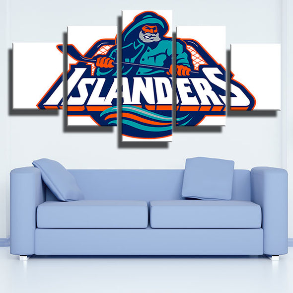 5 panel canvas art framed prints NY Islanders team Fisherman home decor-1201 (2)