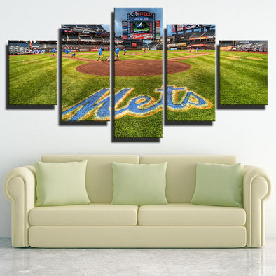 5 panel canvas art framed prints NY Mets home live room decor-1201 (1)