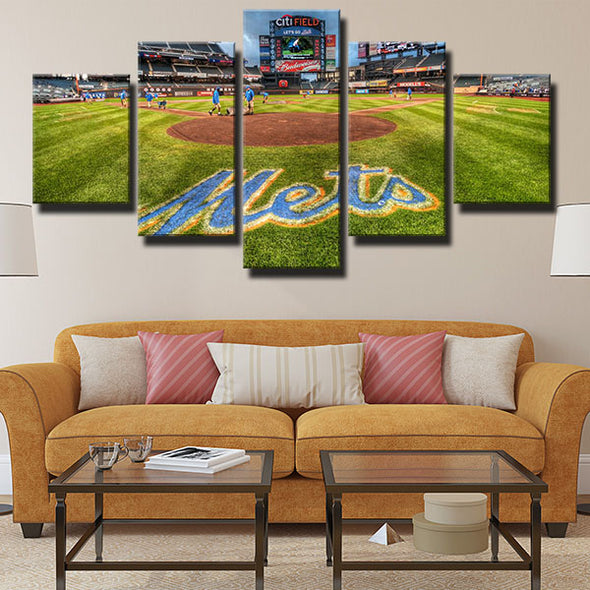 5 panel canvas art framed prints NY Mets home live room decor-1201 (3)