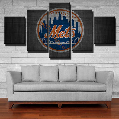 5 panel canvas art framed prints NY Mets team standard home decor-1201 (1)