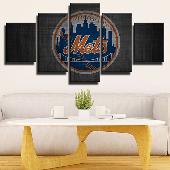 5 panel canvas art framed prints NY Mets team standard home decor-1201 (3)