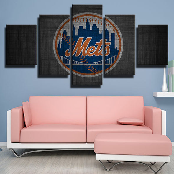 5 panel canvas art framed prints NY Mets team standard home decor-1201 (4)