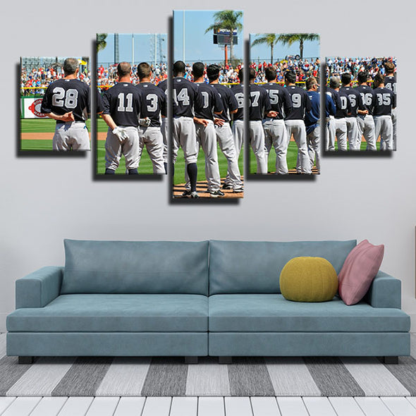 5 panel canvas art framed prints NY Yankees ALL team HIALEAH KID wall decor-1201 (2)