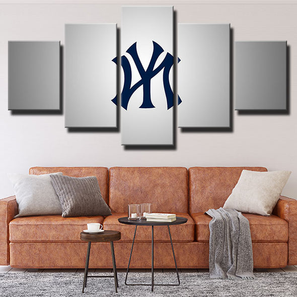 5 panel canvas art framed prints NY Yankees Grey LOGO wall decor-1201 (4)
