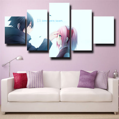5 panel canvas art framed prints Naruto Sasuke and Sakura wall picture-1808 (1)
