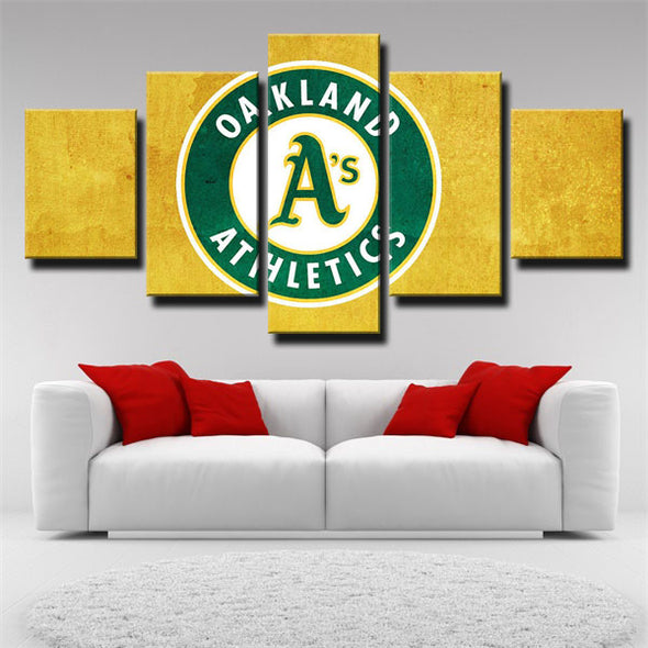 5 panel canvas art framed prints  Oakland Athletics logo  wall picture1201 (1)