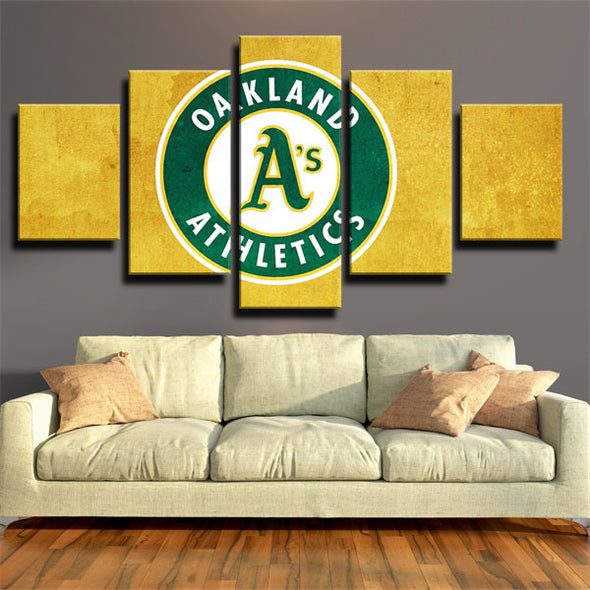 5 panel canvas art framed prints  Oakland Athletics logo  wall picture1201 (2)