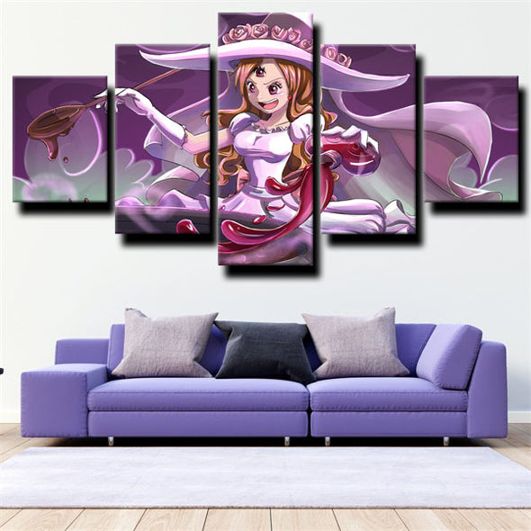 5 panel canvas art framed prints One Piece Charlotte Pudding picture-1200 (3)