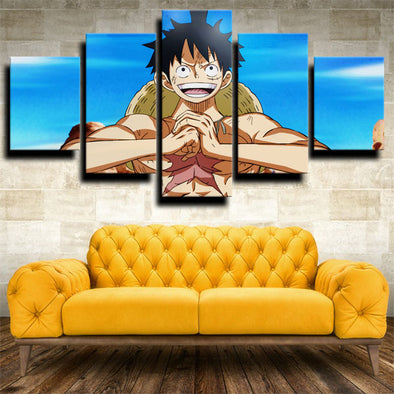 5 panel canvas art framed prints One Piece Monkey D. Luffy wall decor-1200 (1)