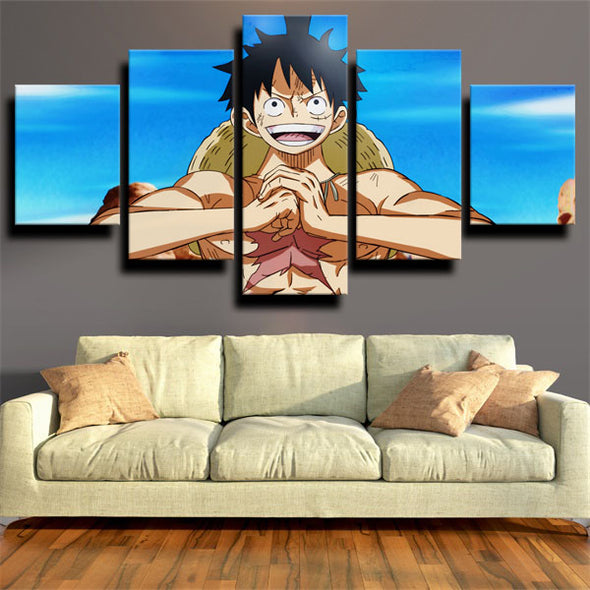 5 panel canvas art framed prints One Piece Monkey D. Luffy wall decor-1200 (3)