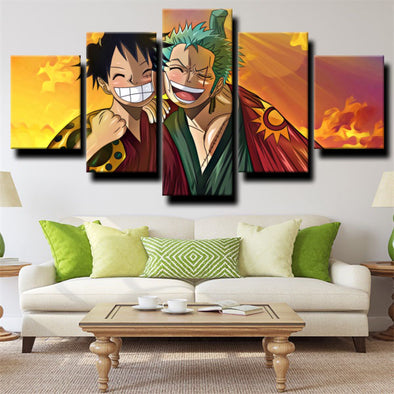 5 panel canvas art framed prints One Piece Roronoa Zoro home decor-1200 (1)