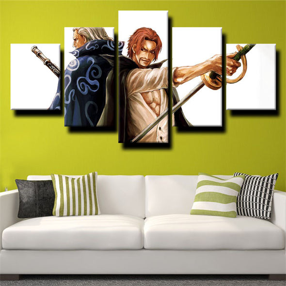 5 panel canvas art framed prints One Piece Shanks live room decor-1200 (2)