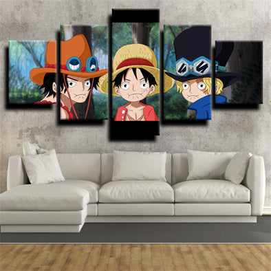 5 panel canvas art framed prints One Piece Straw Hat Luffy home decor-1200 (1)