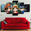 5 panel canvas art framed prints One Piece Straw Hat Luffy home decor-1200 (2)