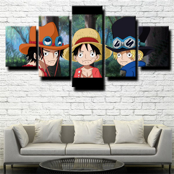 5 panel canvas art framed prints One Piece Straw Hat Luffy home decor-1200 (3)