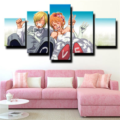 5 panel canvas art framed prints One Piece Vinsmoke Sanji home decor-1200 (1)