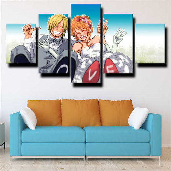 5 panel canvas art framed prints One Piece Vinsmoke Sanji home decor-1200 (2)