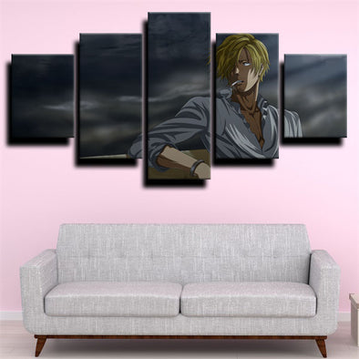5 panel canvas art framed prints One Piece Vinsmoke Sanji wall decor-1200 (1)