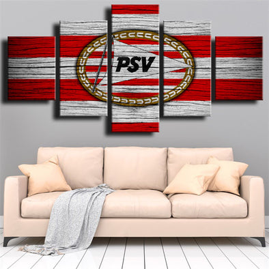 5 panel canvas art framed prints PSV team logo wall picture-1201 (1)