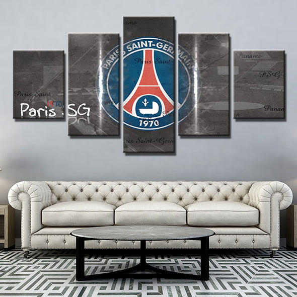 5 panel canvas art framed prints Paris SG old logo wall picture-1206 (1)
