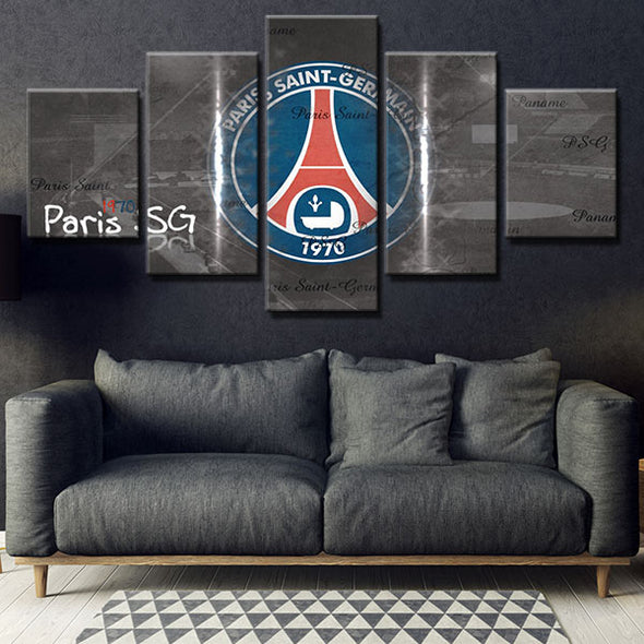 5 panel canvas art framed prints Paris SG old logo wall picture-1206 (2)