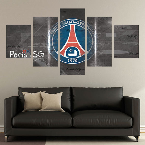 5 panel canvas art framed prints Paris SG old logo wall picture-1206 (4)