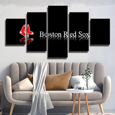 5 panel canvas art  framed prints Red Sox Black art live room decor-50025 (1)