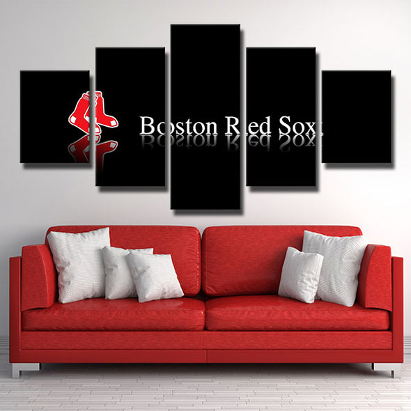 5 panel canvas art  framed prints Red Sox Black art live room decor-50025 (3)