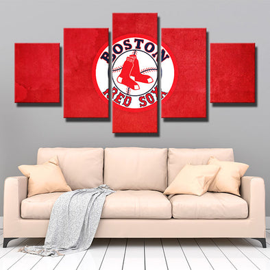 5 panel canvas art framed prints Red Sox red wall art wall picture-5007 (1)