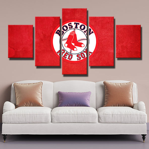 5 panel canvas art framed prints Red Sox red wall art wall picture-5007 (2)