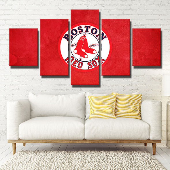 5 panel canvas art framed prints Red Sox red wall art wall picture-5007 (3)
