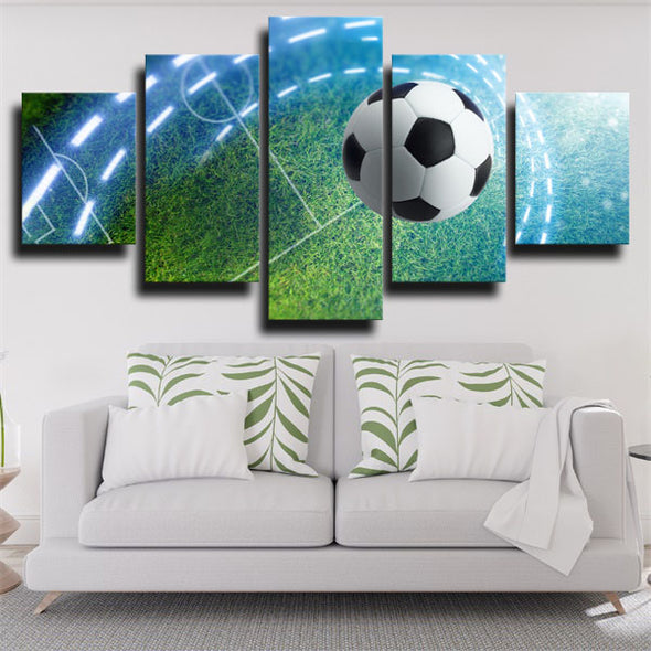 5 panel canvas art framed prints Rolling football live room decor-1604 (2)