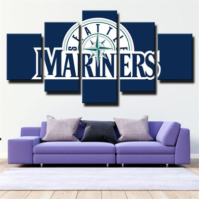 5 panel canvas art framed prints Seattle Mariners logo wall picture1260(1)
