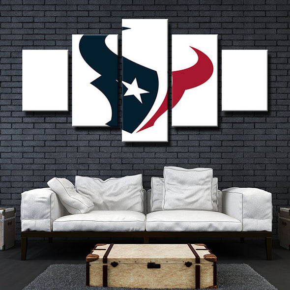 5 panel canvas art framed prints Texans white logo decor picture-1202 (1)