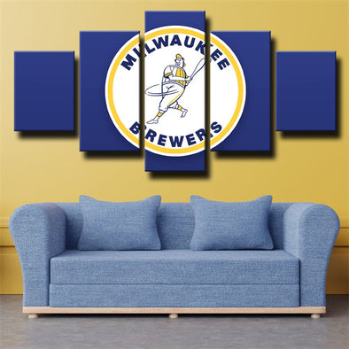 5 panel canvas art framed prints The Brew Crew LOGO wall picture-1201 (1)