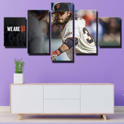 5 panel canvas art framed prints The G's Brandon Crawford decor picture-1201 (1)
