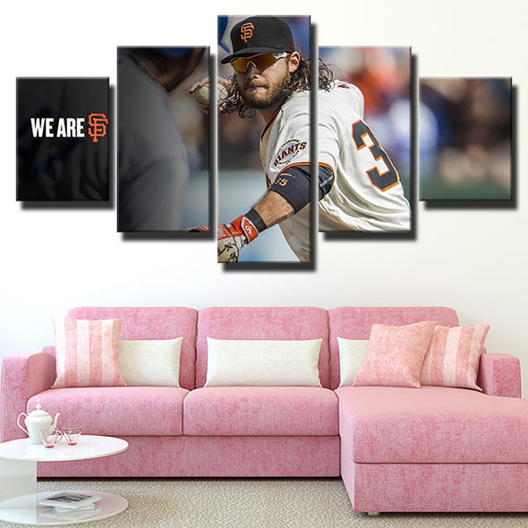 5 panel canvas art framed prints The G's Brandon Crawford decor picture-1201 (3)