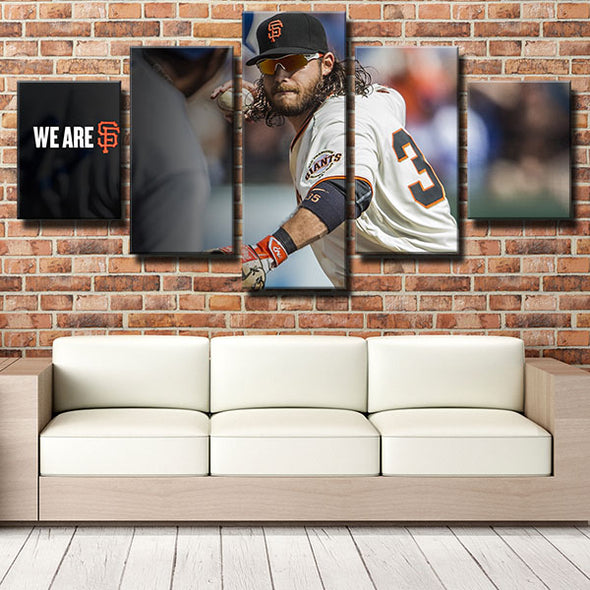 5 panel canvas art framed prints The G's Brandon Crawford decor picture-1201 (4)