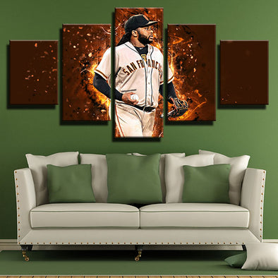 5 panel canvas art framed prints The G's Johnny Cueto wall picture-1201 (1)