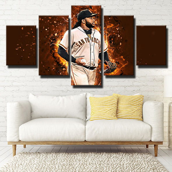 5 panel canvas art framed prints The G's Johnny Cueto wall picture-1201 (3)